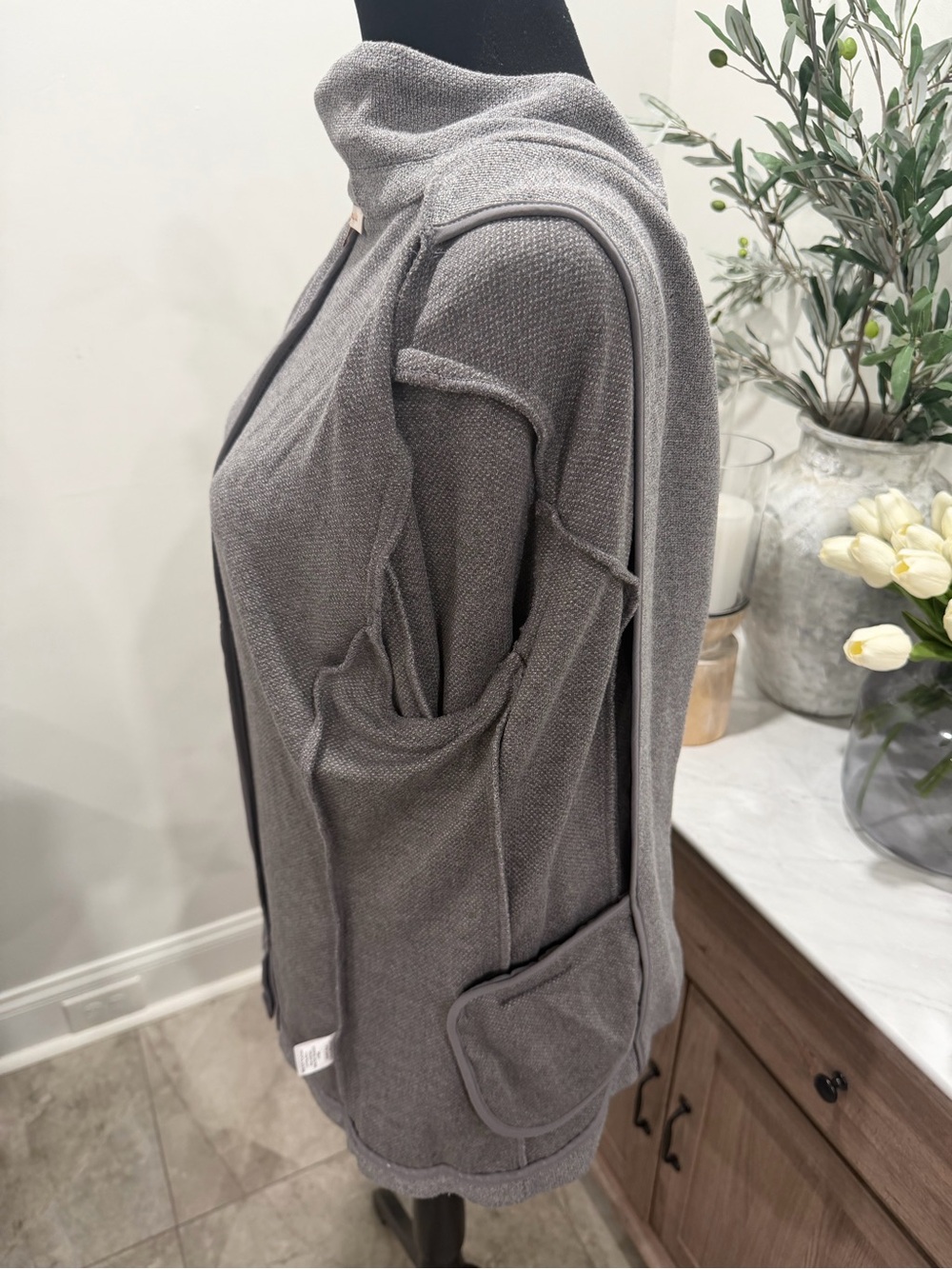 Skies Are Blue Gray Asa Knit Blazer Size M - Picture 13 of 13
